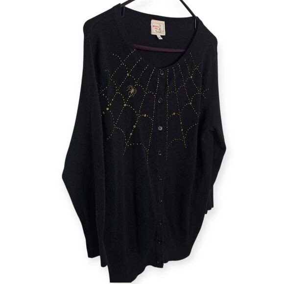 Mischief Made Women's Spiderweb Cardigan Black Gold size XL - Picture 3 of 8